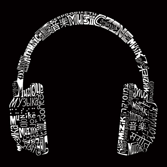 Men's Word Art T-shirt - HEADPHONES - LANGUAGES - Picture 2 of 2